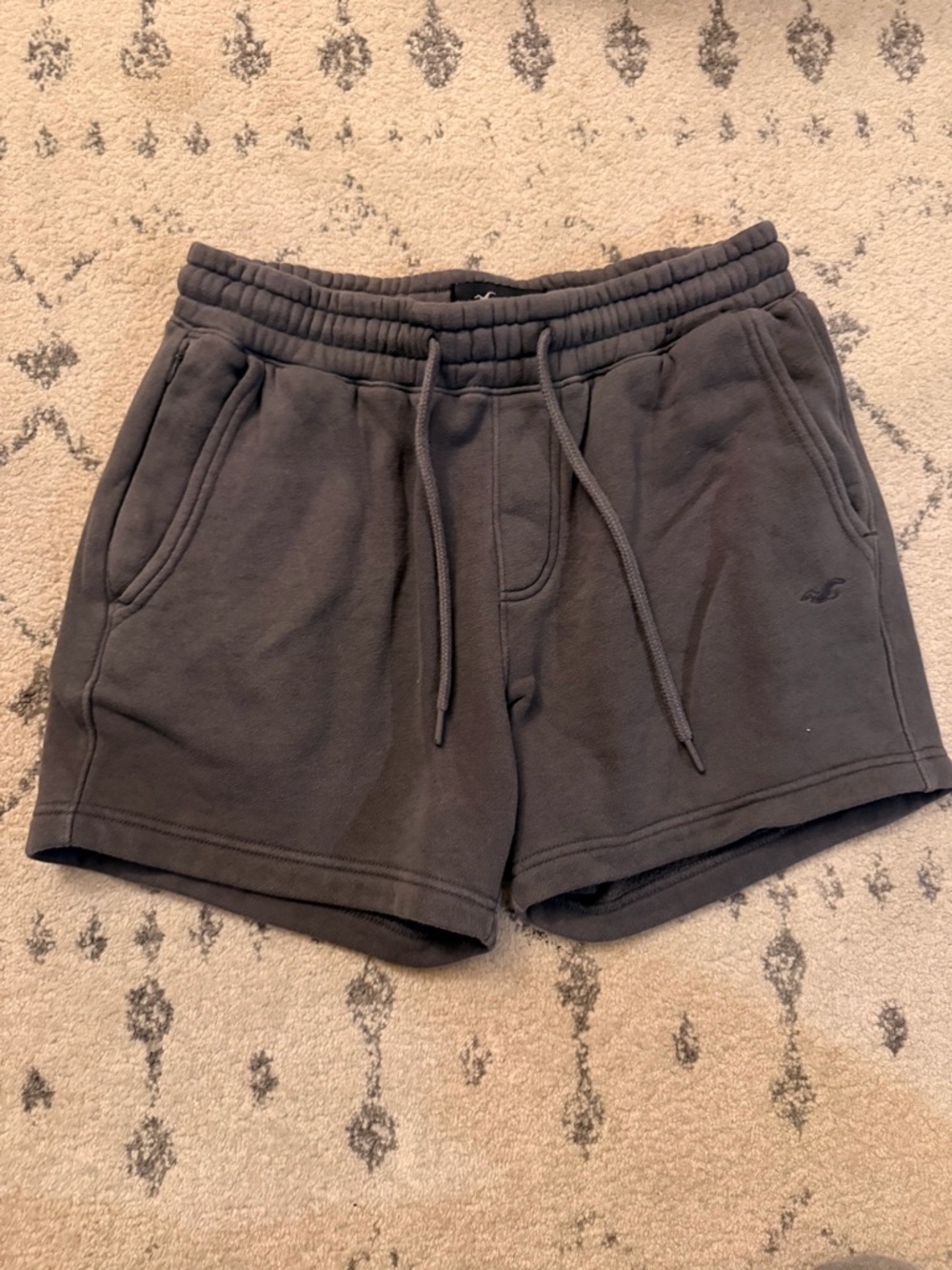 Hollister Charcoal Gray Drawstring Waist Sweat Shorts